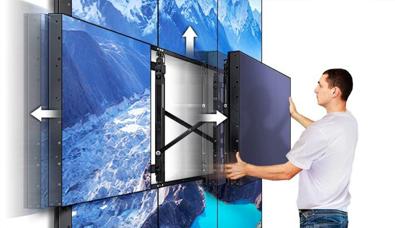 Perforacion de pared para la correcta instalacion de soportes para videowall