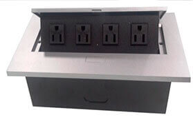 cajas de conexiones tipo push para tomacorrientes en oficinas o salas de reuniones