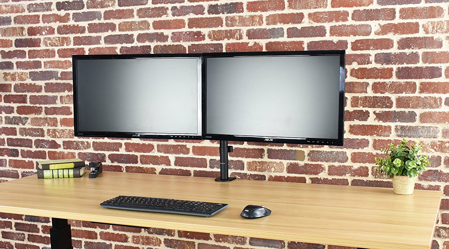 Calma sensor Infantil Soporte para instalar dos monitores de computador sobre un escritorio |  Bases y Soportes Ltda