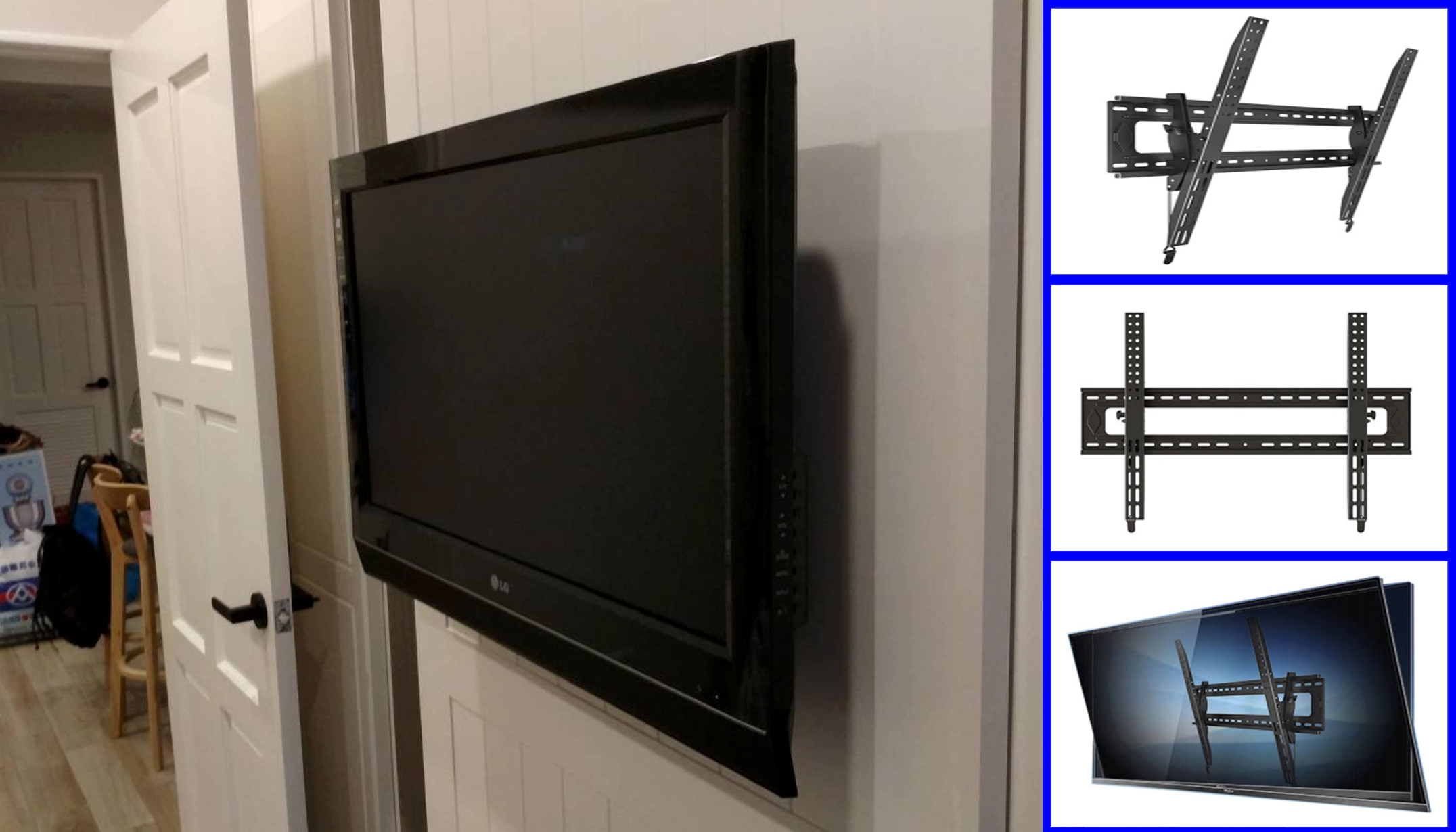 Base de pared para instalacion de televisor o monitor de gran tamaño