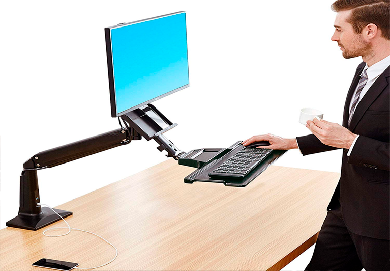 Estacion de trabajo anclaje en mesa para monitor y teclado