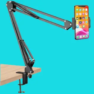 Soporte articulado con brazo para celular en escritorio