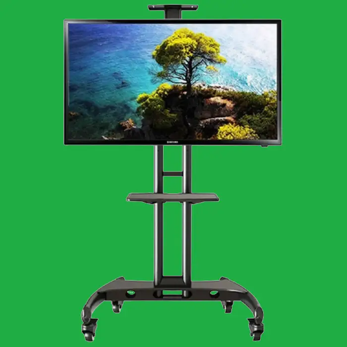 Soporte de piso para TV con base estable, altura ajustable y ruedas
